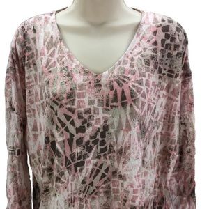 Chico's 3/4 Sleeve V-Neck Casual Tee Shirt